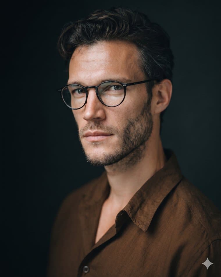 Portrait of Sebastian Marsh, a precise dark-haired man in his early thirties